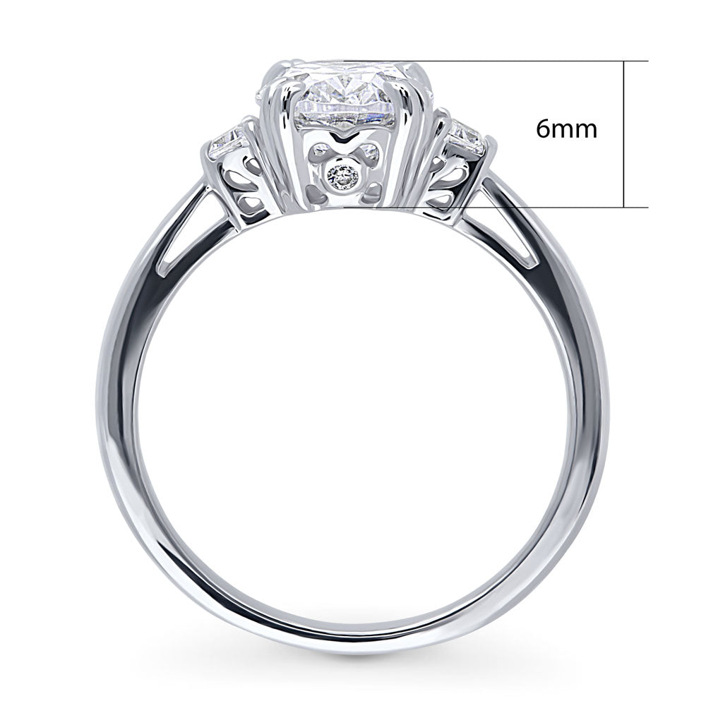 Alternate view of 3-Stone 1.8ct Oval CZ Ring in Sterling Silver, 8 of 9