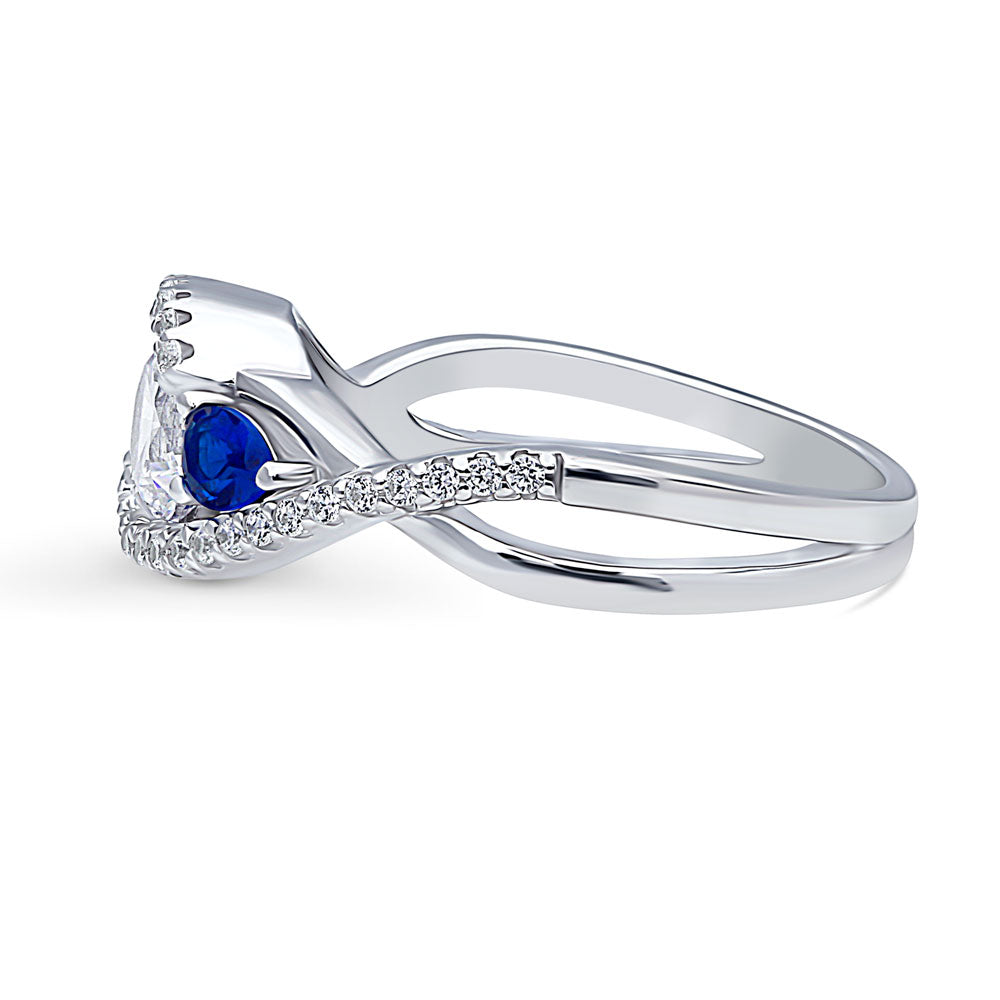 Angle view of 3-Stone Woven Bypass 0.8ct CZ Ring in Sterling Silver, 5 of 9