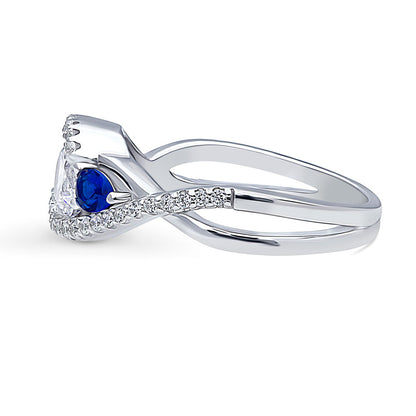 3-Stone Woven Bypass 0.8ct CZ Ring in Sterling Silver