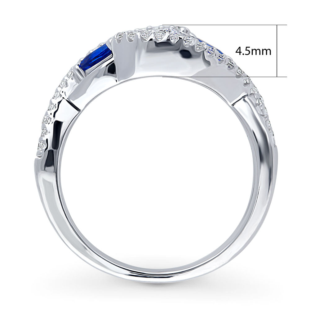 3-Stone Woven Bypass 0.8ct CZ Ring in Sterling Silver