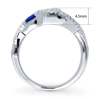 3-Stone Woven Bypass 0.8ct CZ Ring in Sterling Silver
