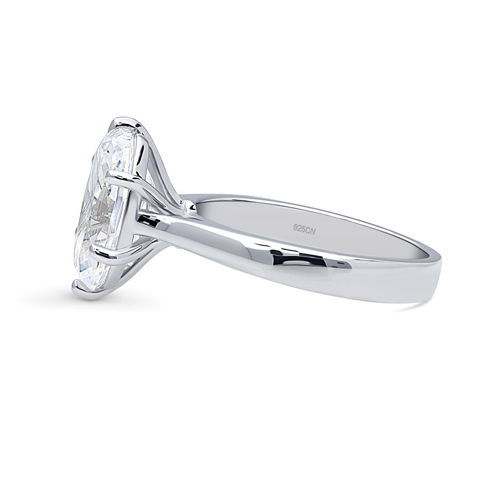 Angle view of Solitaire 3ct Oval CZ Ring in Sterling Silver, 5 of 16