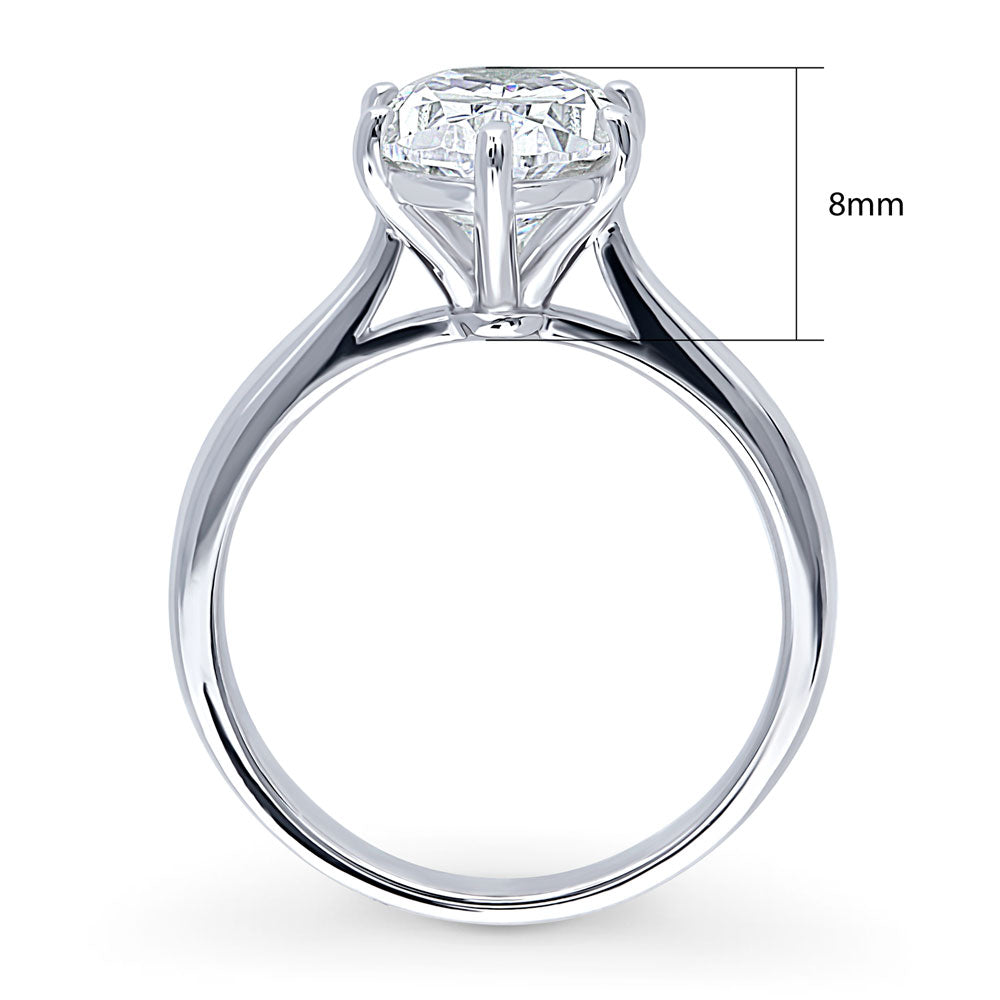 Solitaire 3ct Oval CZ Ring in Sterling Silver