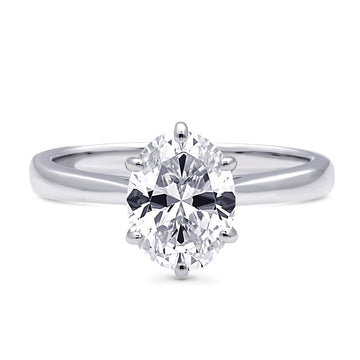 Solitaire 1.8ct Oval CZ Ring in Sterling Silver