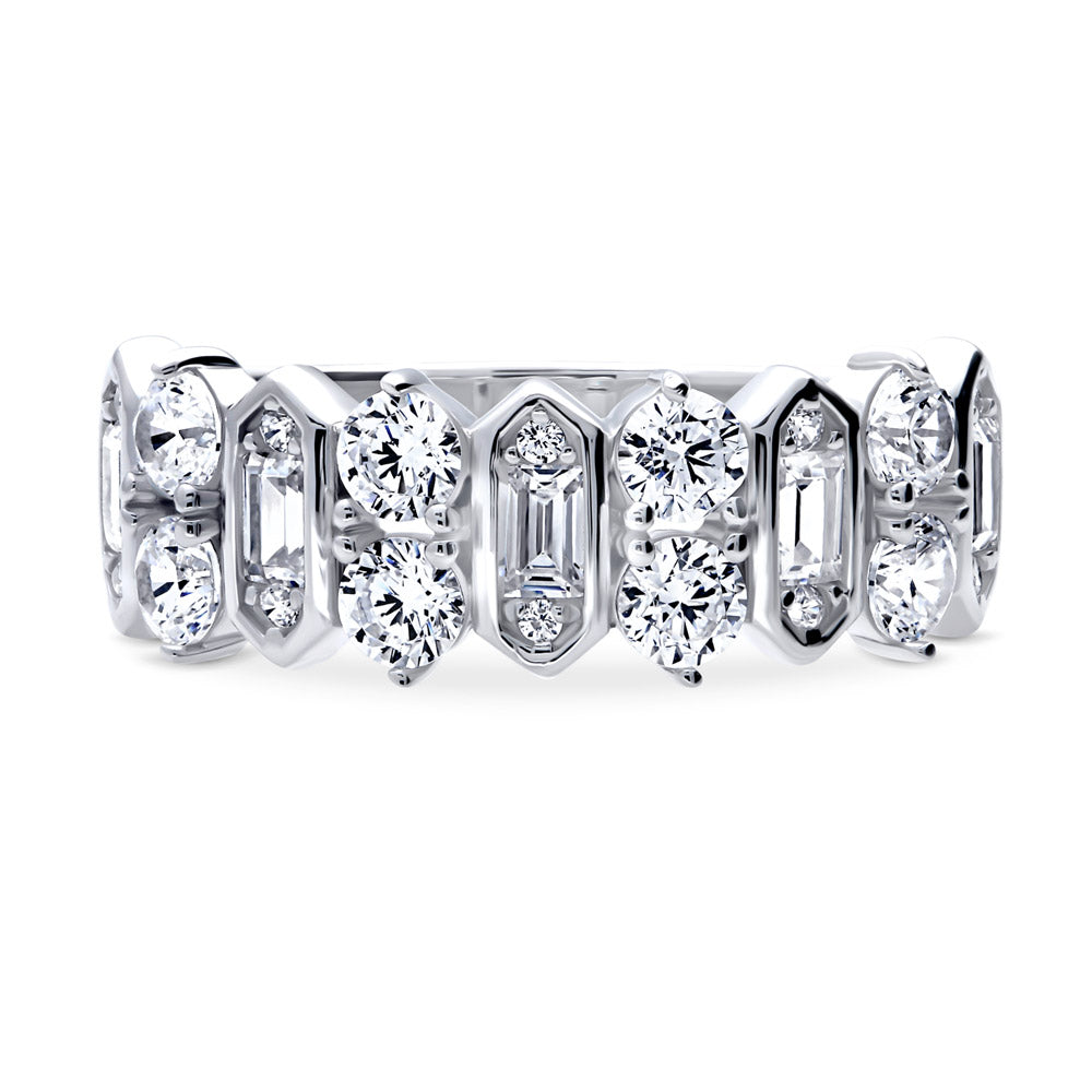 Cluster Art Deco CZ Band in Sterling Silver