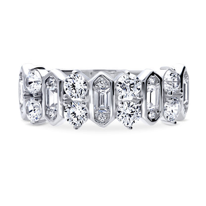 Cluster Art Deco CZ Band in Sterling Silver