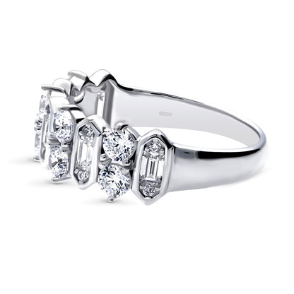 Cluster Art Deco CZ Band in Sterling Silver