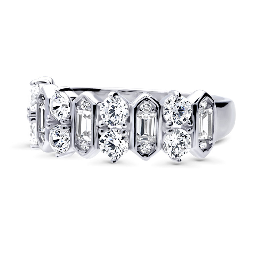 Cluster Art Deco CZ Band in Sterling Silver