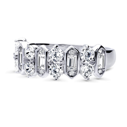 Cluster Art Deco CZ Band in Sterling Silver