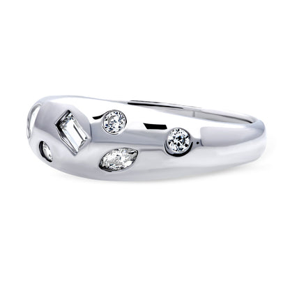 Dome CZ Band in Sterling Silver