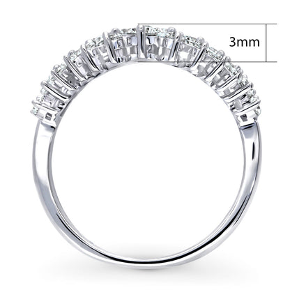Wishbone Chevron Crown Graduated CZ Band in Sterling Silver