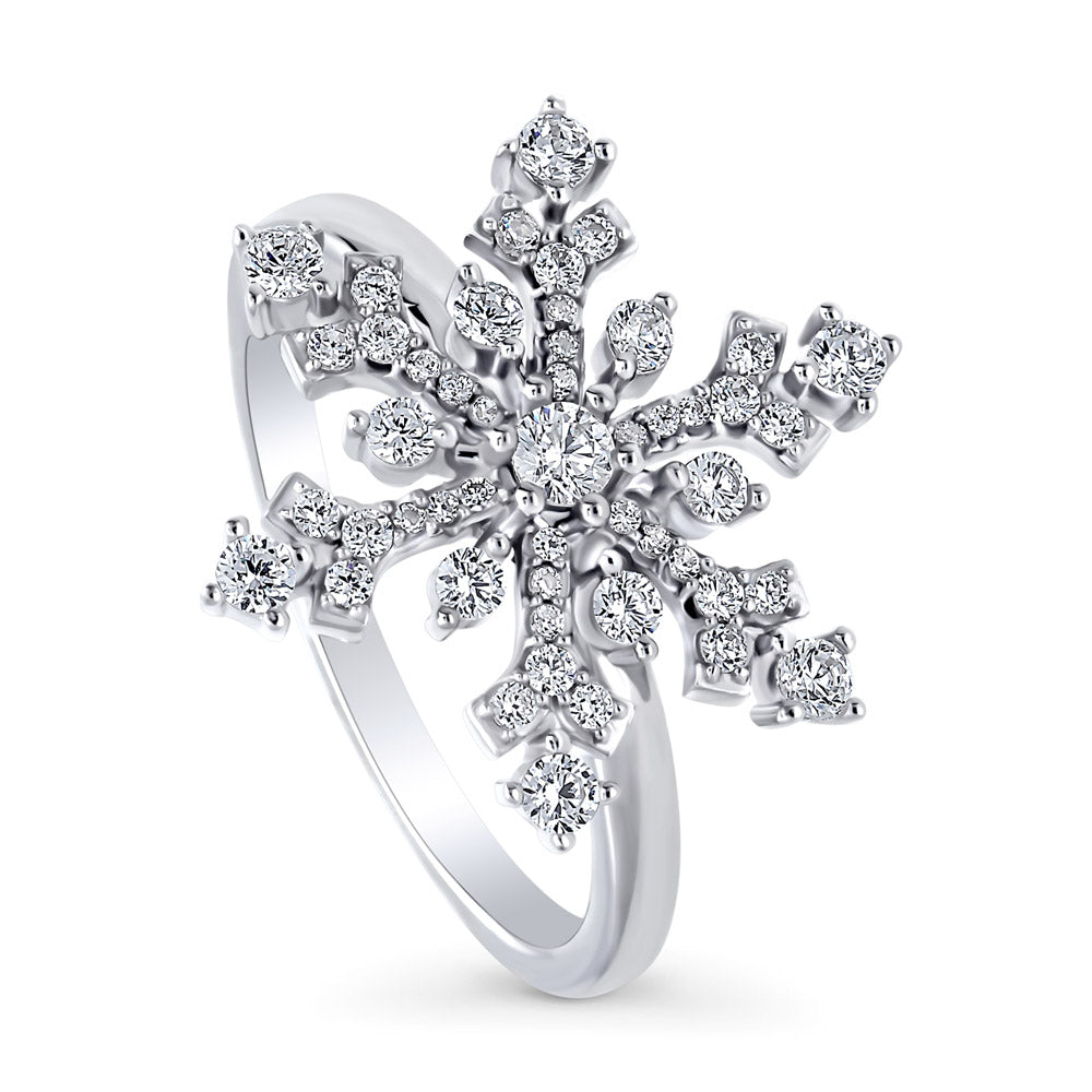 Front view of Snowflake CZ Ring in Sterling Silver, 4 of 11