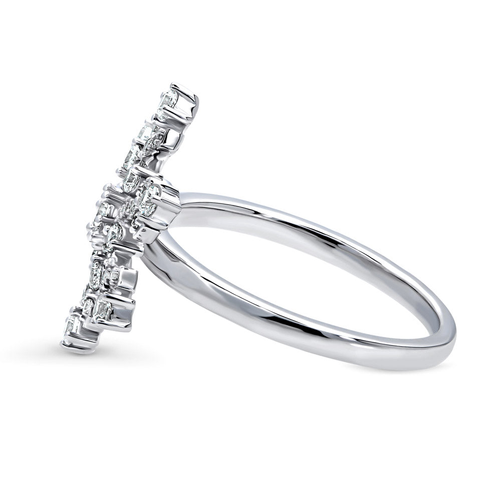 Angle view of Snowflake CZ Ring in Sterling Silver, 5 of 11