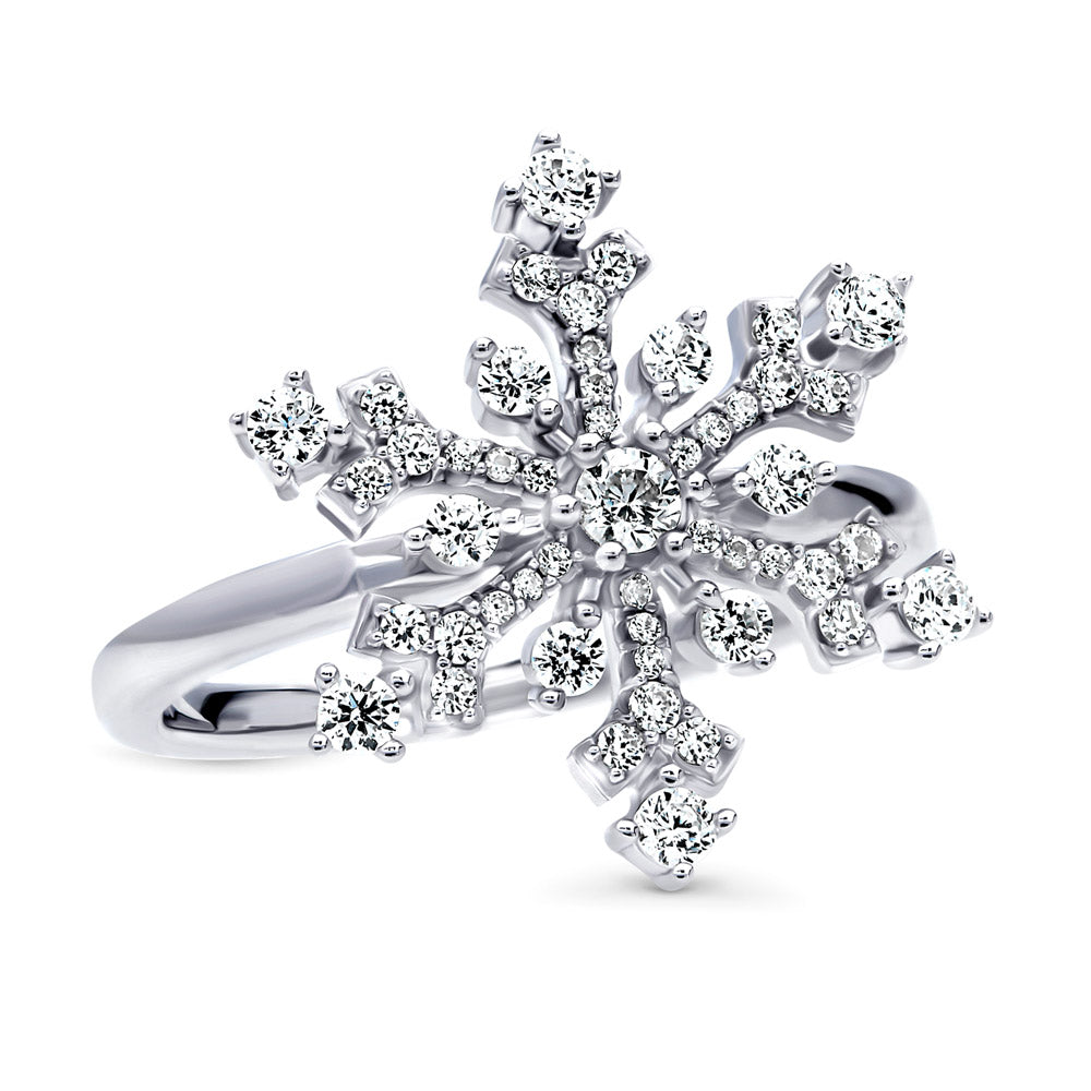 Side view of Snowflake CZ Ring in Sterling Silver, 9 of 11