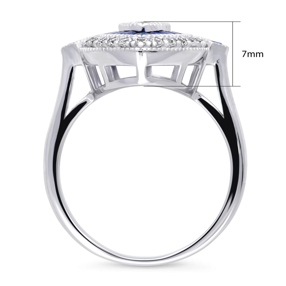 Alternate view of Navette Halo Art Deco Milgrain CZ Ring in Sterling Silver, 8 of 8