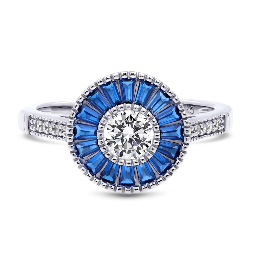 Halo Art Deco Milgrain CZ Ring in Sterling Silver, 1 of 9