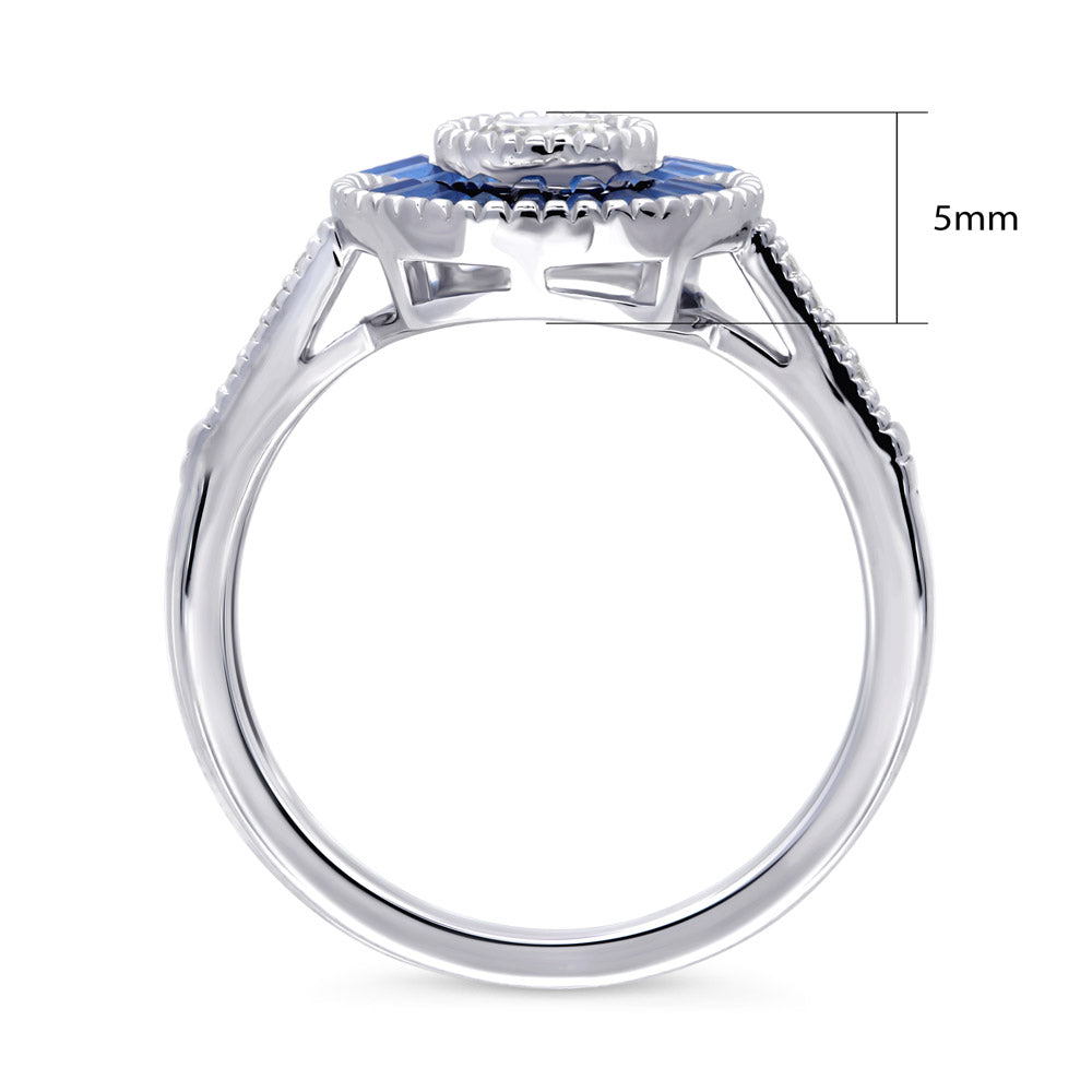 Alternate view of Halo Art Deco Milgrain CZ Ring in Sterling Silver, 8 of 9