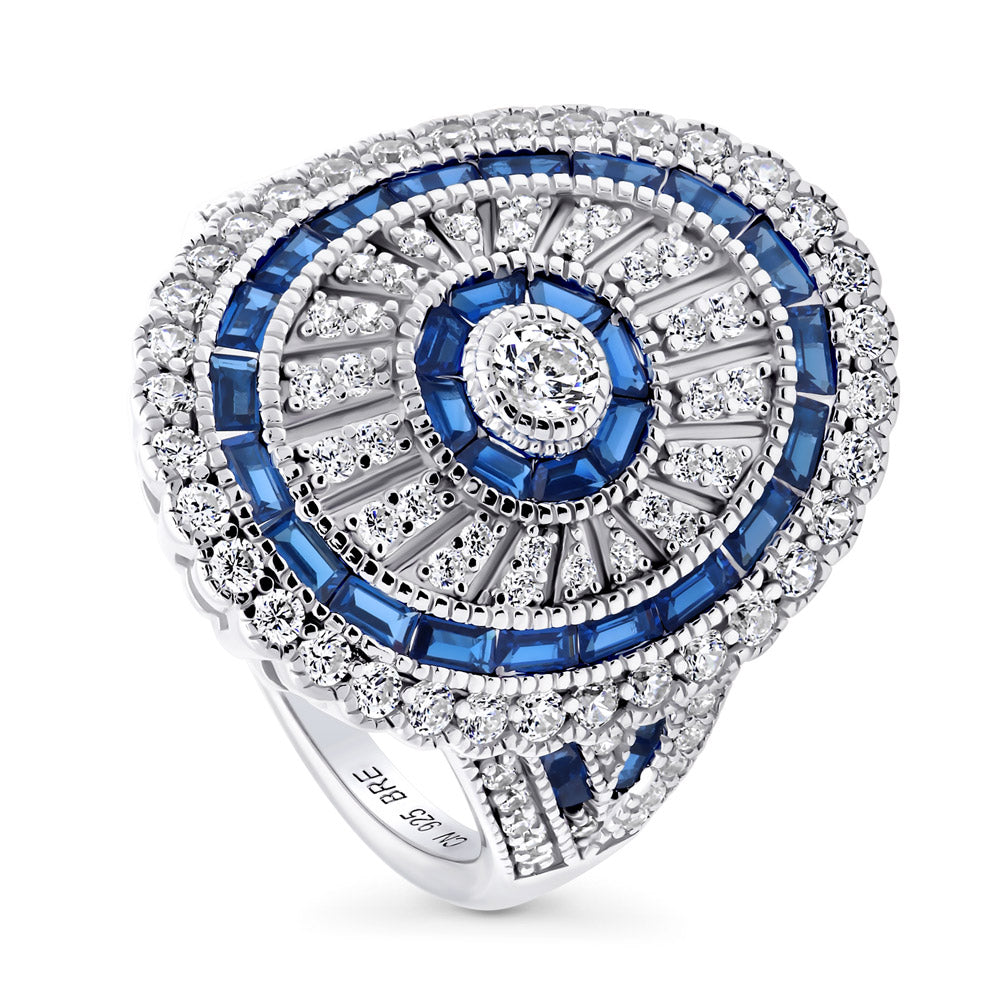 Front view of Art Deco Milgrain CZ Ring in Sterling Silver, 4 of 9