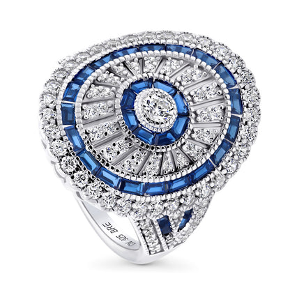 Art Deco Milgrain CZ Ring in Sterling Silver