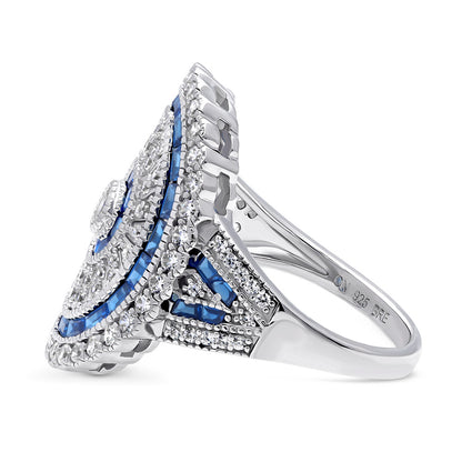 Art Deco Milgrain CZ Ring in Sterling Silver