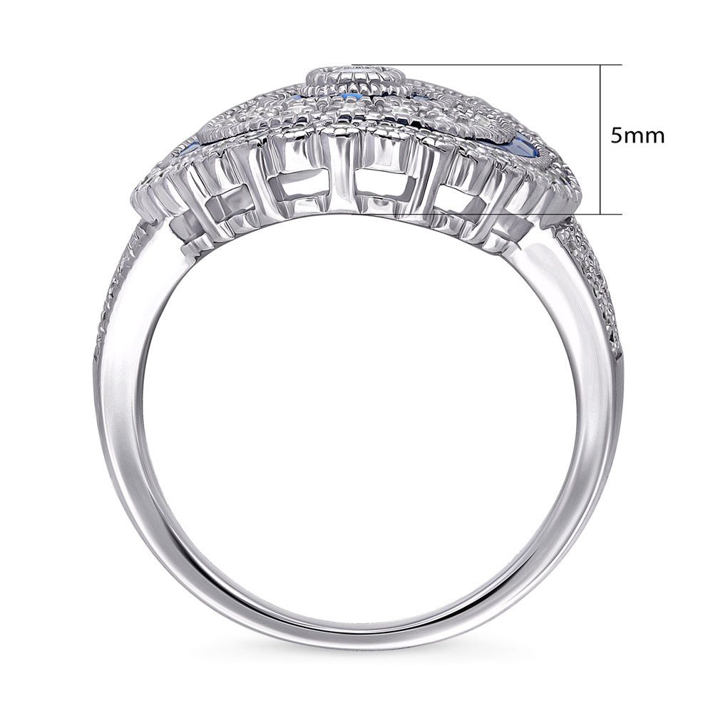 Art Deco Milgrain CZ Ring in Sterling Silver
