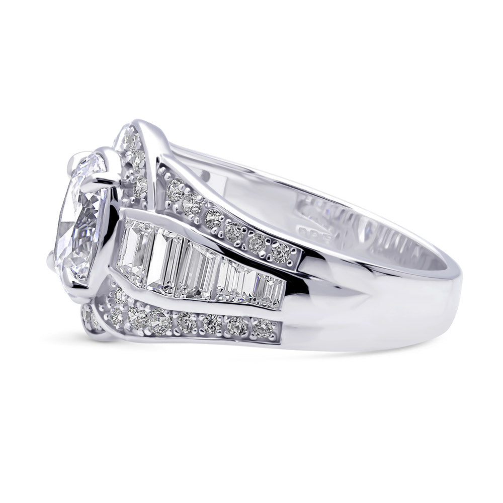 Halo Woven Art Deco Oval CZ Ring in Sterling Silver