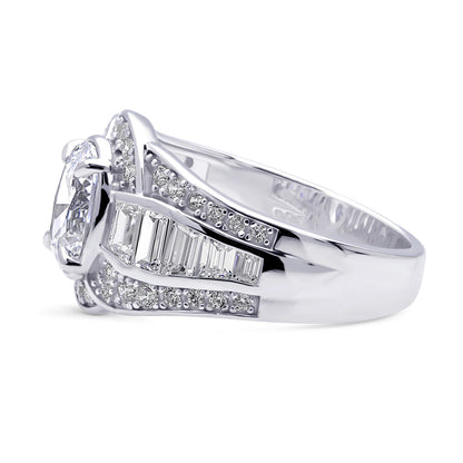 Halo Woven Art Deco Oval CZ Ring in Sterling Silver