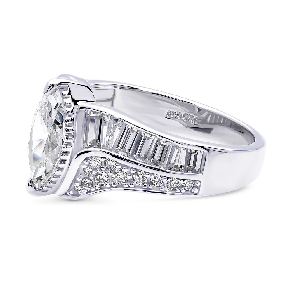 Angle view of Halo Woven Art Deco Marquise CZ Ring in Sterling Silver, 5 of 9