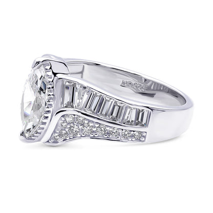 Halo Woven Art Deco Marquise CZ Ring in Sterling Silver
