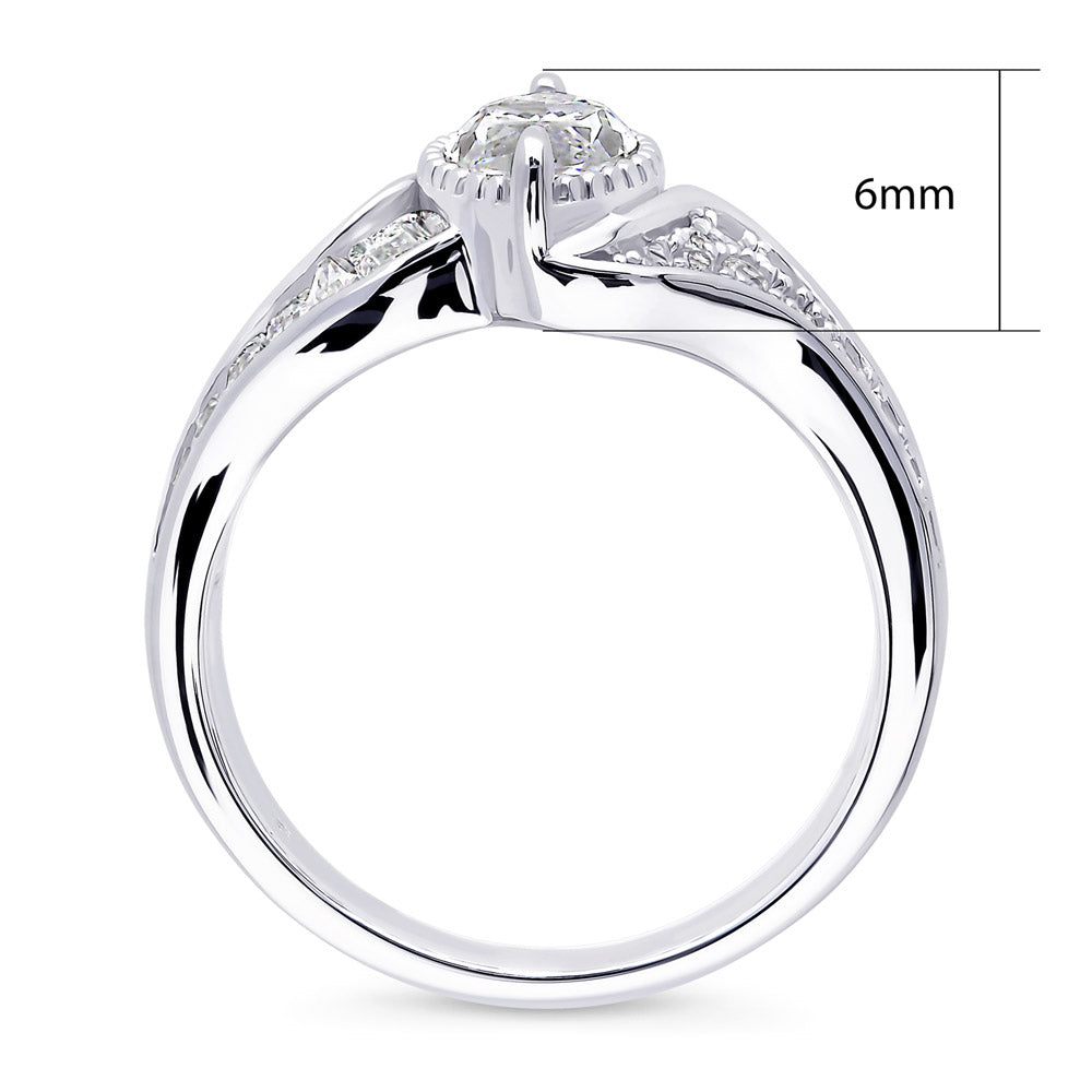 Alternate view of Halo Woven Art Deco Marquise CZ Ring in Sterling Silver, 8 of 9