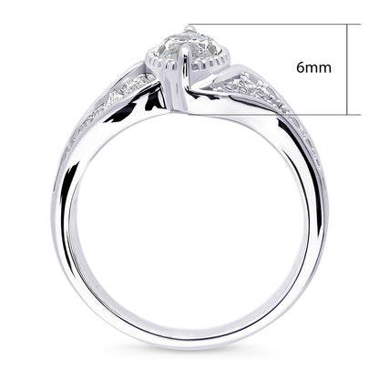 Halo Woven Art Deco Marquise CZ Ring in Sterling Silver