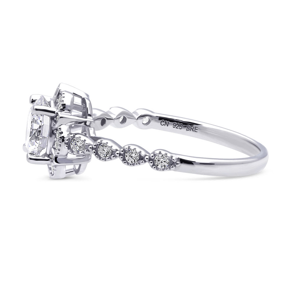Halo Flower CZ Ring in Sterling Silver