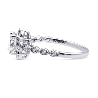 Halo Flower CZ Ring in Sterling Silver