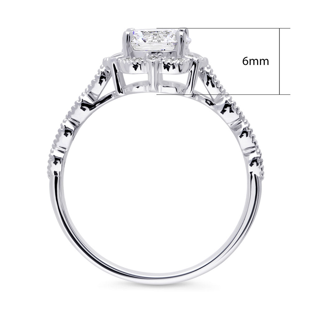 Halo Flower CZ Ring in Sterling Silver