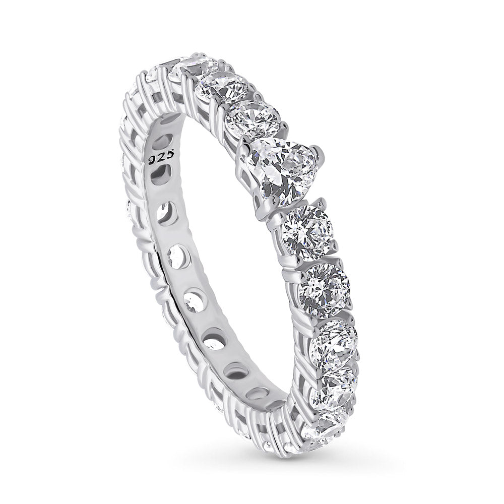 Front view of Solitaire 0.25ct Heart CZ Ring in Sterling Silver, 4 of 9