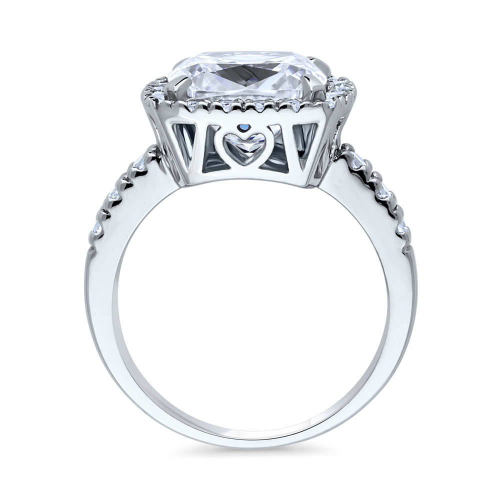 Halo Cushion CZ Statement Ring in Sterling Silver