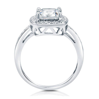 Halo Cushion Cut CZ Ring in Sterling Silver