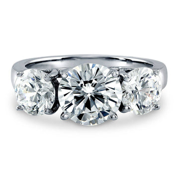 3-Stone Round CZ Ring in Sterling Silver