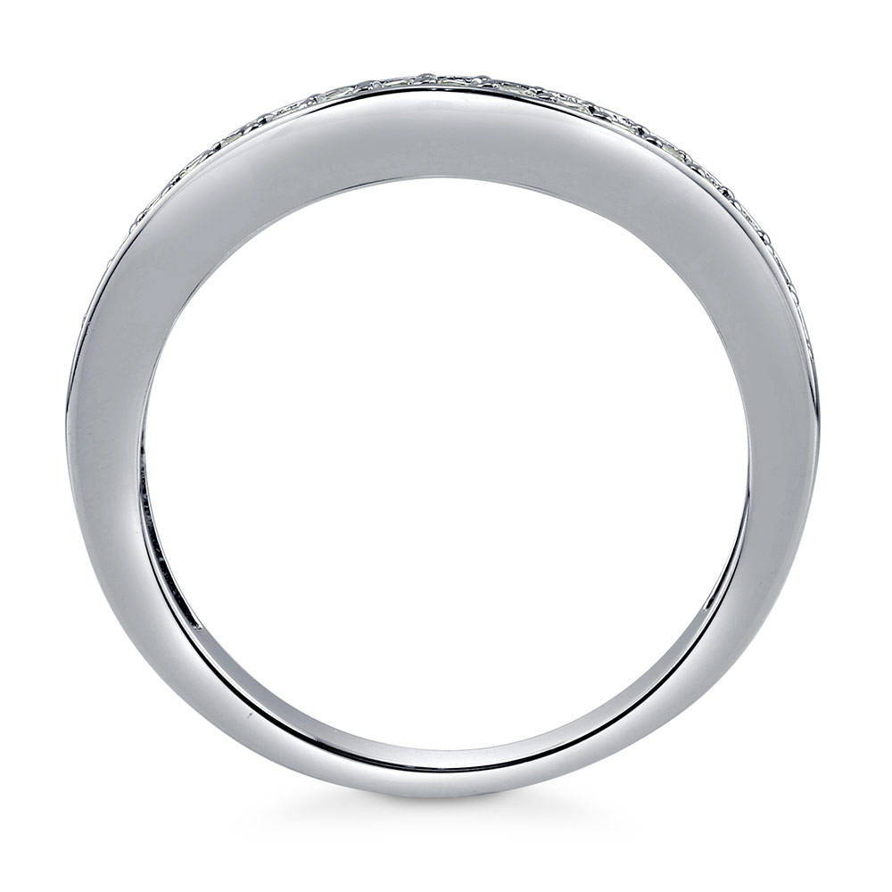Alternate view of Pave Set CZ Curved Half Eternity Ring in Sterling Silver, 7 of 7