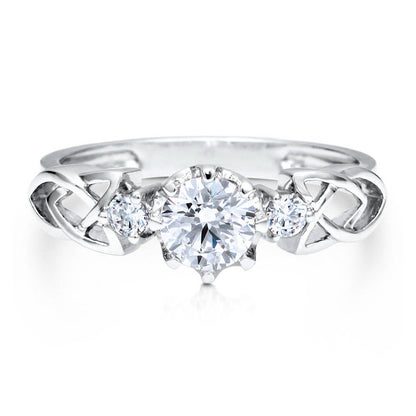 3-Stone Celtic Knot 0.8ct CZ Ring in Sterling Silver