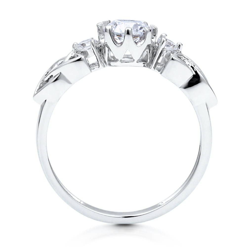 Alternate view of 3-Stone Celtic Knot 0.8ct CZ Ring in Sterling Silver, 8 of 9