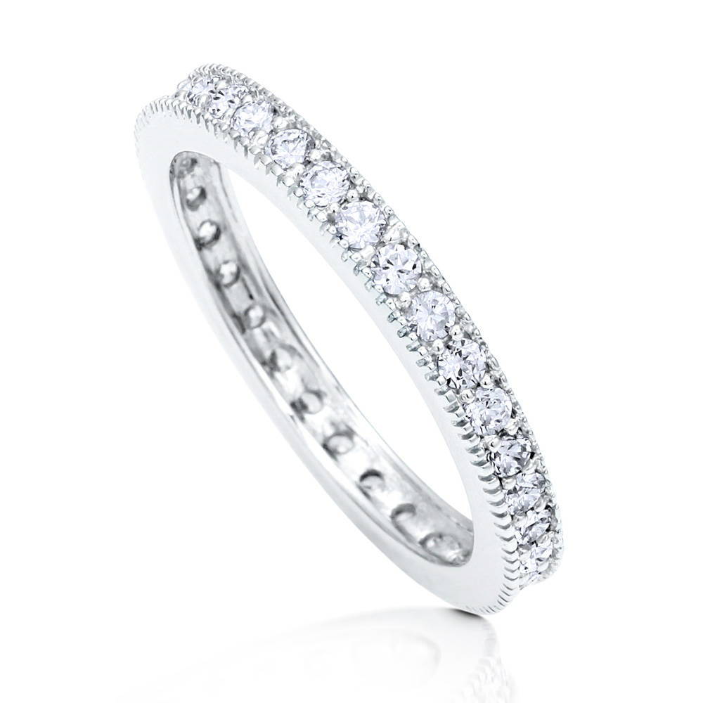 Front view of Pave CZ Eternity Ring in Sterling Silver, 4 of 4