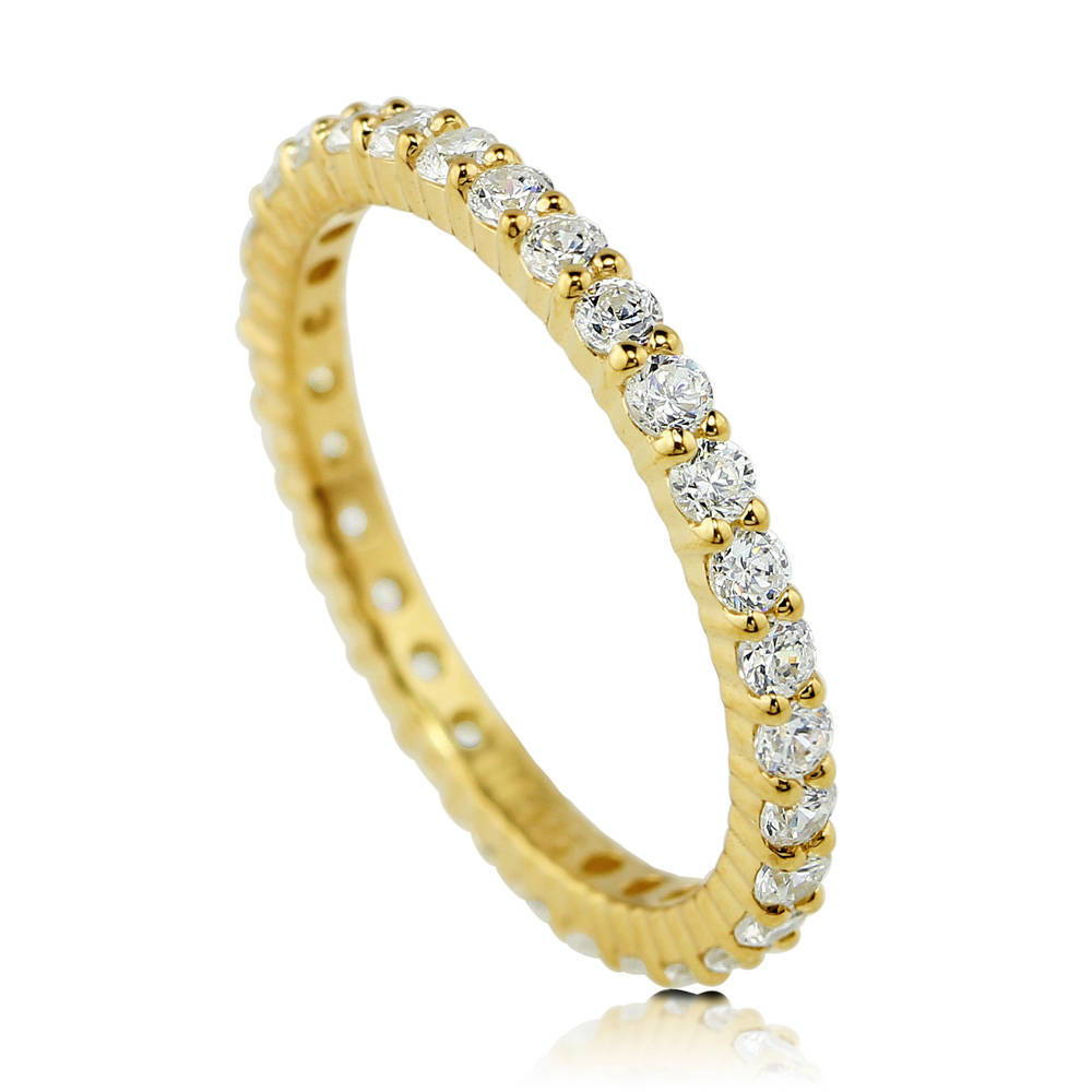 Front view of Pave CZ Eternity Ring in Gold Flashed Sterling Silver, 4 of 7
