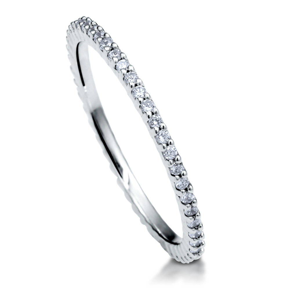 Front view of Pave CZ Eternity Ring in Sterling Silver, 3 of 5