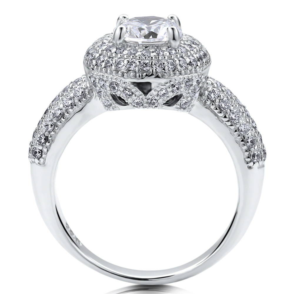 Halo CZ Ring in Sterling Silver