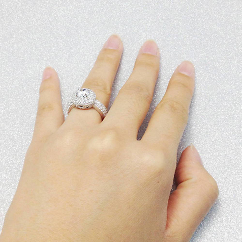 Halo CZ Ring in Sterling Silver, 5 of 5