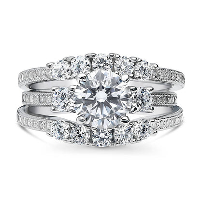 3-Stone 5-Stone 1.25ct CZ Ring Set in Sterling Silver