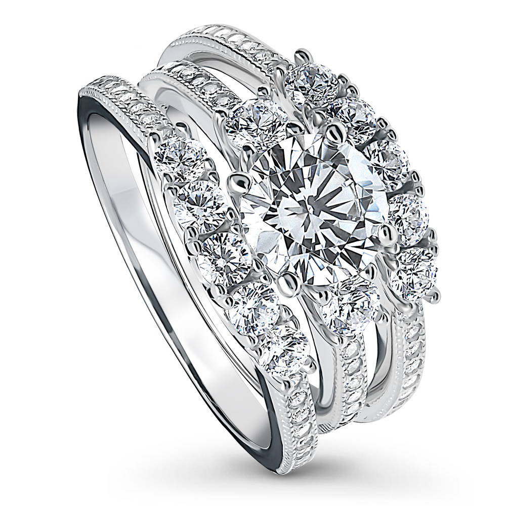 3-Stone 5-Stone 1.25ct CZ Ring Set in Sterling Silver