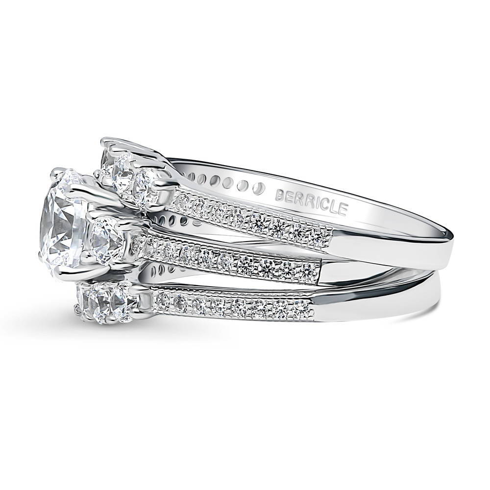 Angle view of 3-Stone 5-Stone 1.25ct CZ Ring Set in Sterling Silver, 5 of 17