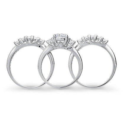 3-Stone 5-Stone 1.25ct CZ Ring Set in Sterling Silver